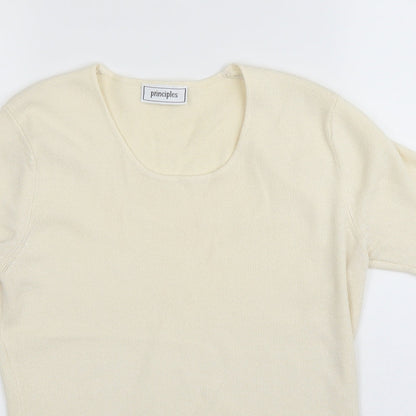 Womens UK Size 14 Principles Ivory Basic T-Shirt