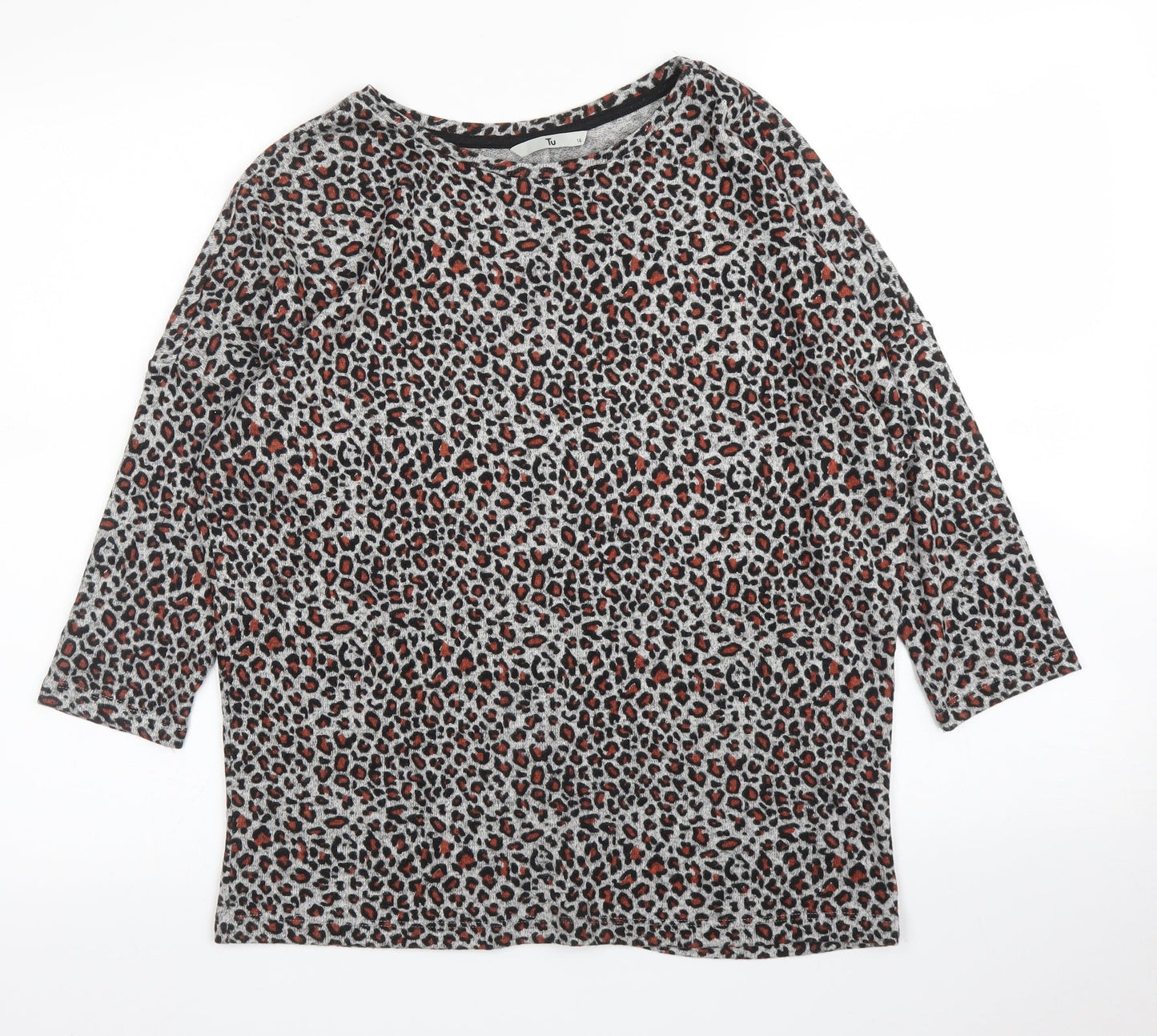 TU Womens Beige Animal Print  Pullover Jumper Size 14  - Leopard print