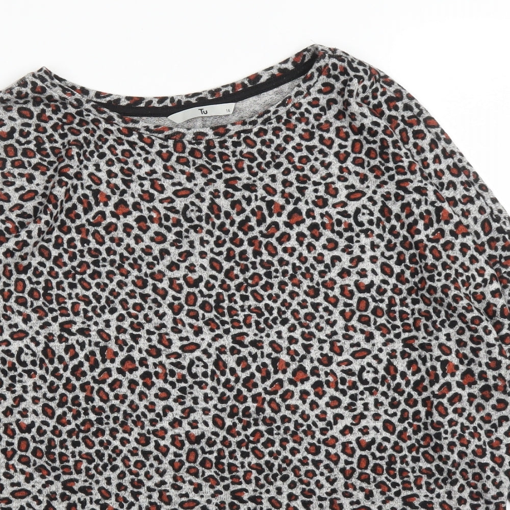TU Womens Beige Animal Print  Pullover Jumper Size 14  - Leopard print
