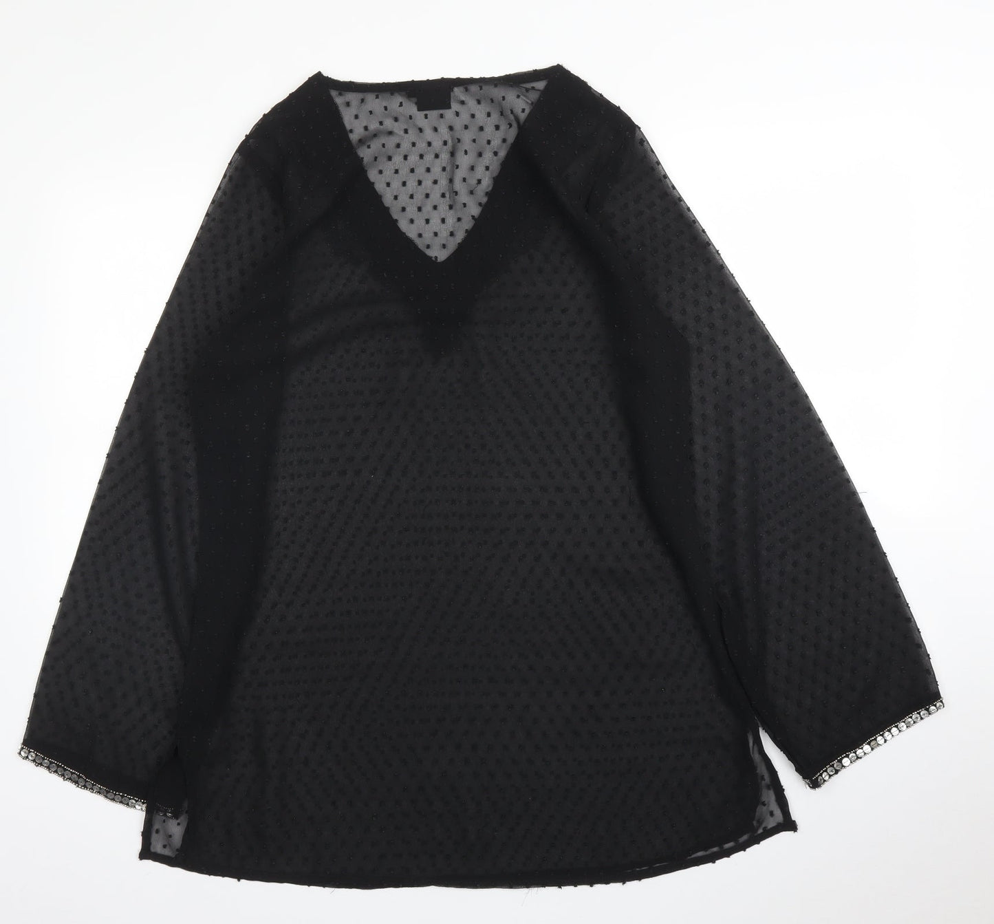 Womens UK Size 10 Kushi Black Kimono Blouse