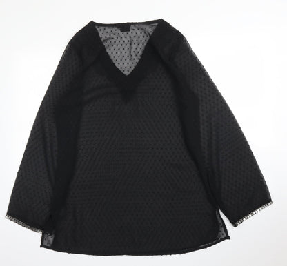 Womens UK Size 10 Kushi Black Kimono Blouse