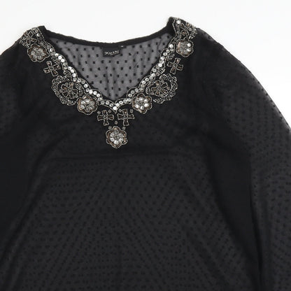 Womens UK Size 10 Kushi Black Kimono Blouse