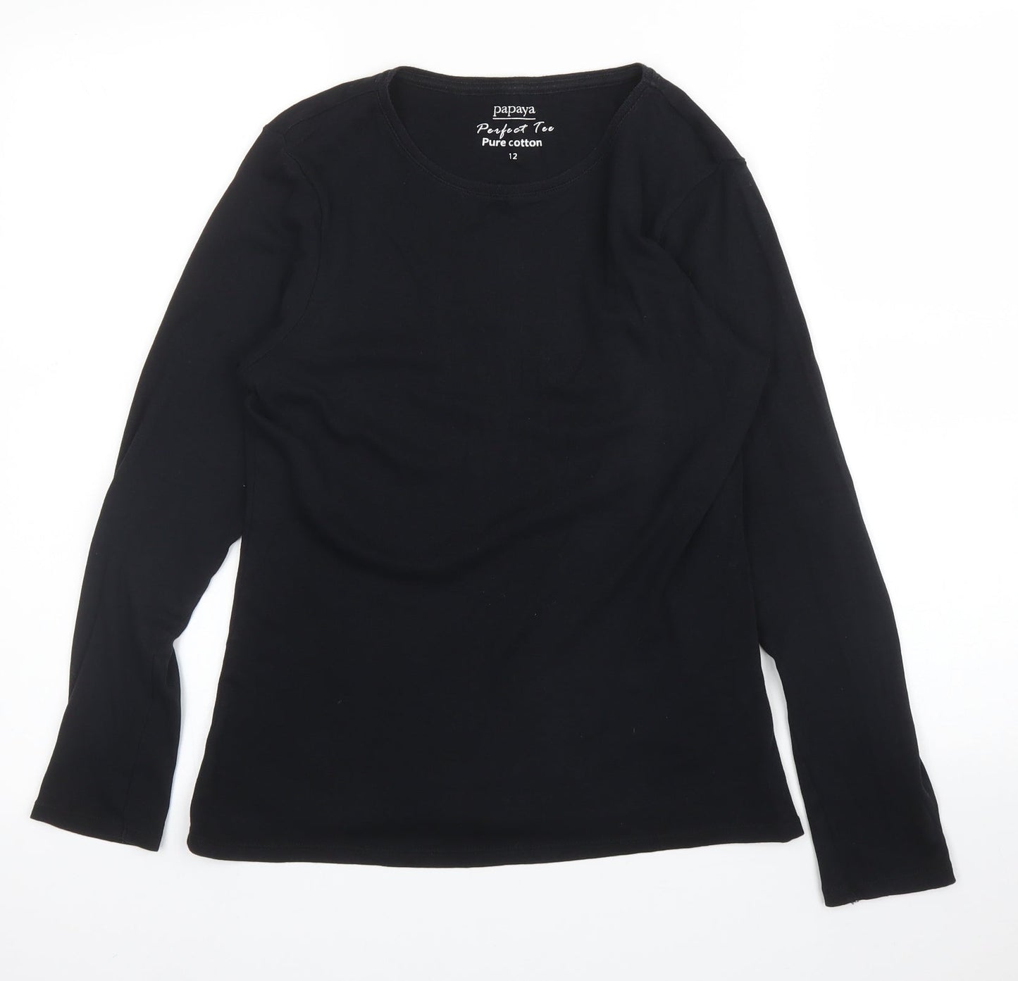 Papaya Womens Black   Basic T-Shirt Size 12