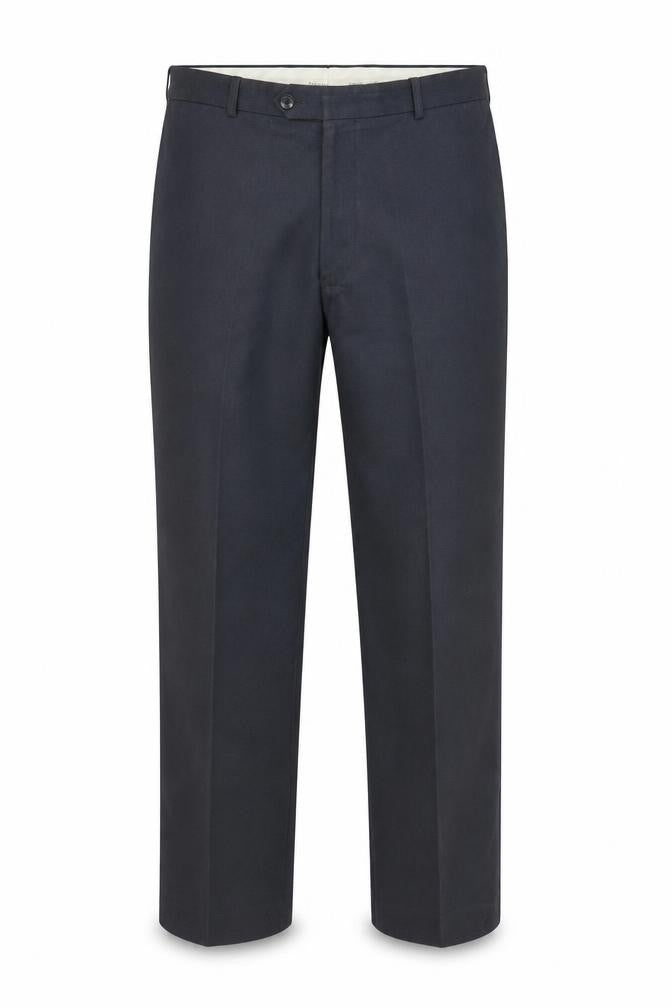 Front view of Musketeer men’s grey trousers, size 36, in, 30-inch leg