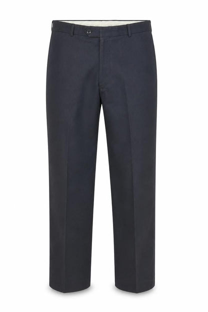 Front view of Musketeer men’s grey trousers, size 36, in, 30-inch leg