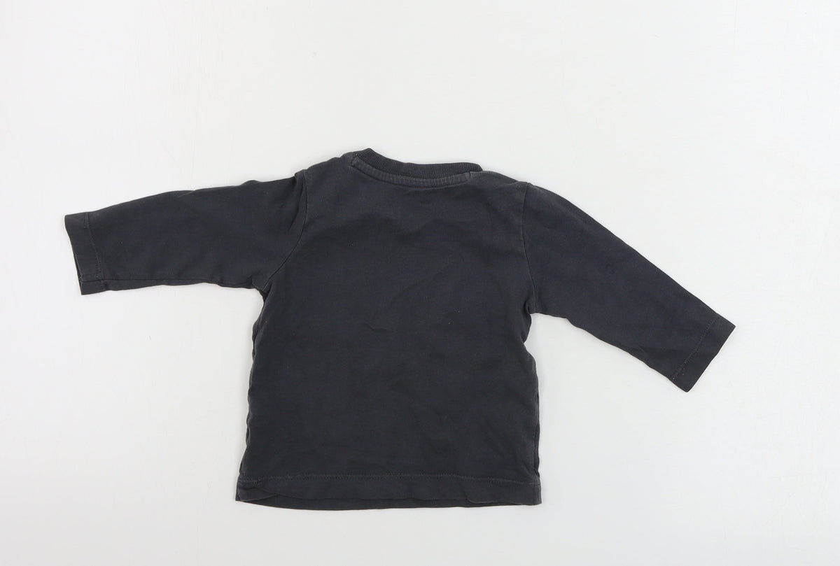 Back view of Nutmeg boys’ grey basic t-shirt, size 3-6, months
