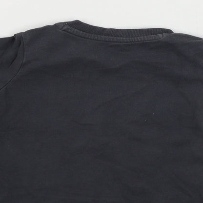 Brand and care label for Nutmeg boys’ grey basic t-shirt, size 3-6, months