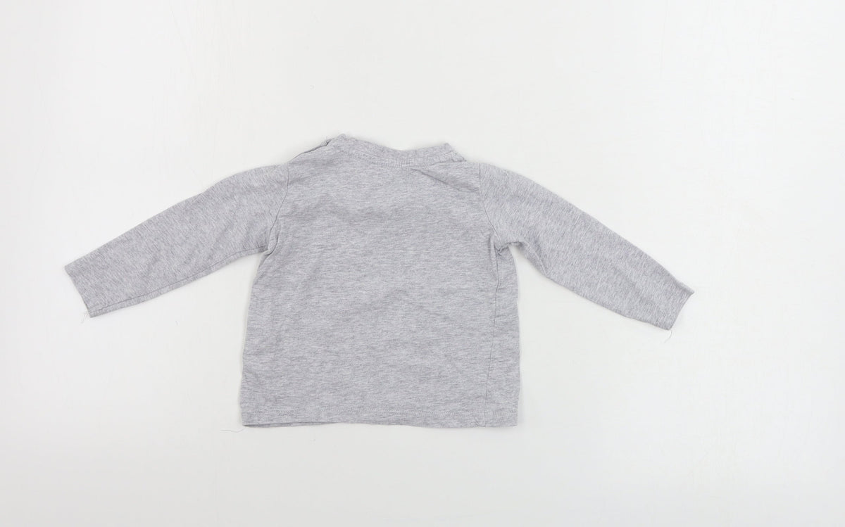 Back view of Lupilu boys’ grey basic t-shirt, size 9-12, months