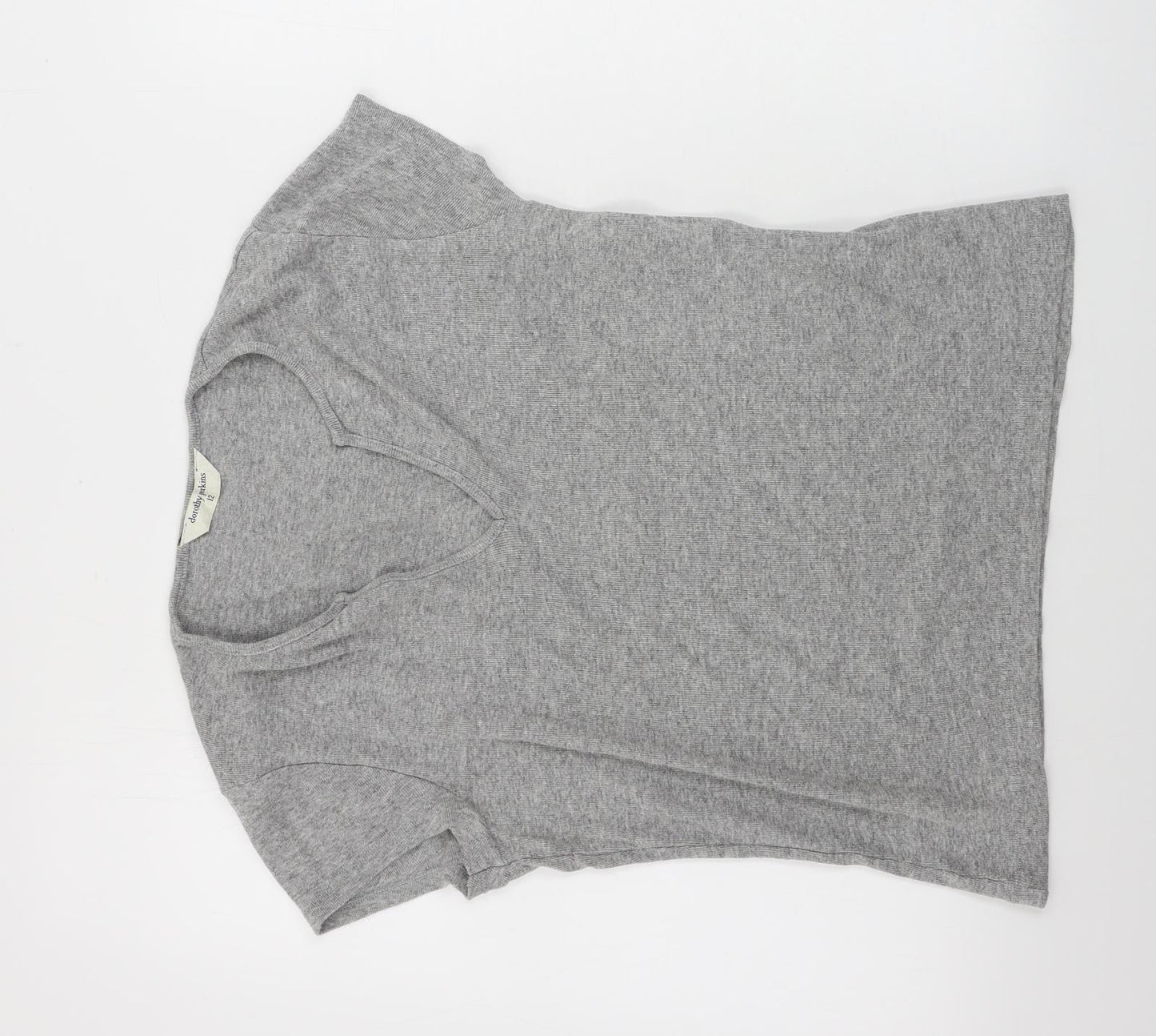 Womens UK Size 12 Dorothy Perkins Grey Basic T-Shirt