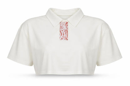 Front view of Rome women’s ivory cropped t-shirt, size S