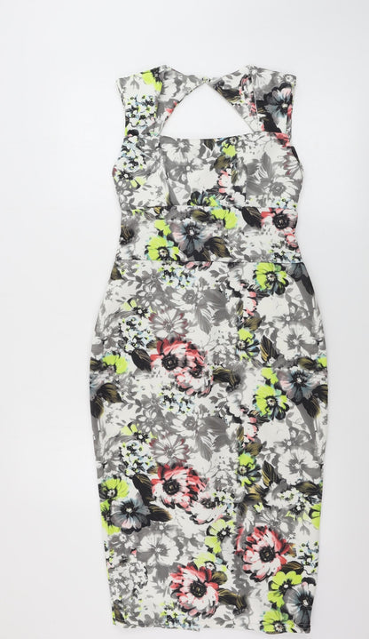 Boohoo  Womens White Floral  Bodycon  Size 10