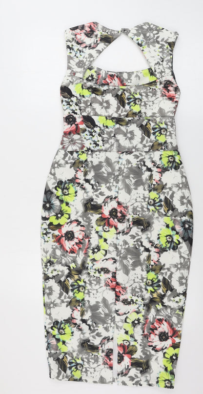 Boohoo  Womens White Floral  Bodycon  Size 10