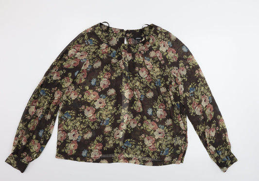 Papaya  Womens Brown Floral  Basic Blouse Size 18