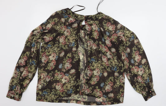 Papaya  Womens Brown Floral  Basic Blouse Size 18