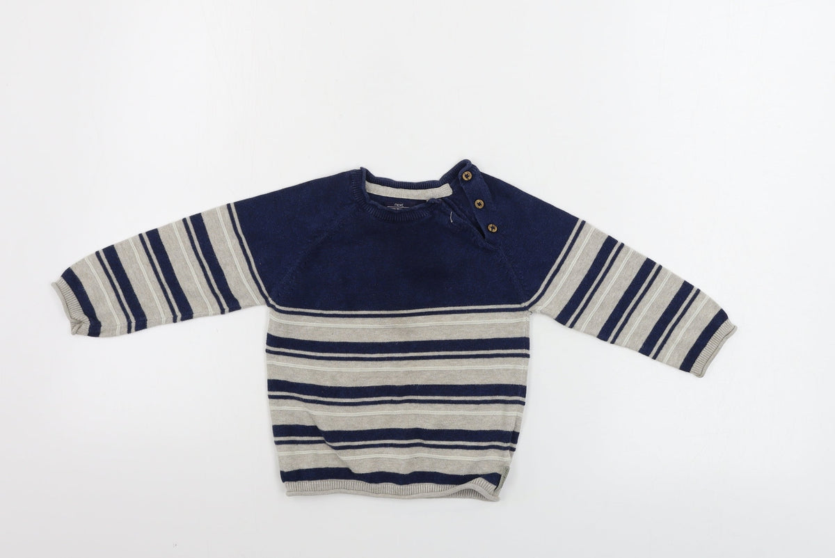 Front view of Next boys’ beige striped jumper, size 2, years