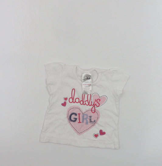Baby Girls White   Basic T-Shirt Size 0-3 Months