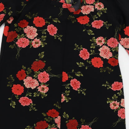 Peacocks  Womens Black Floral  A-Line  Size 14