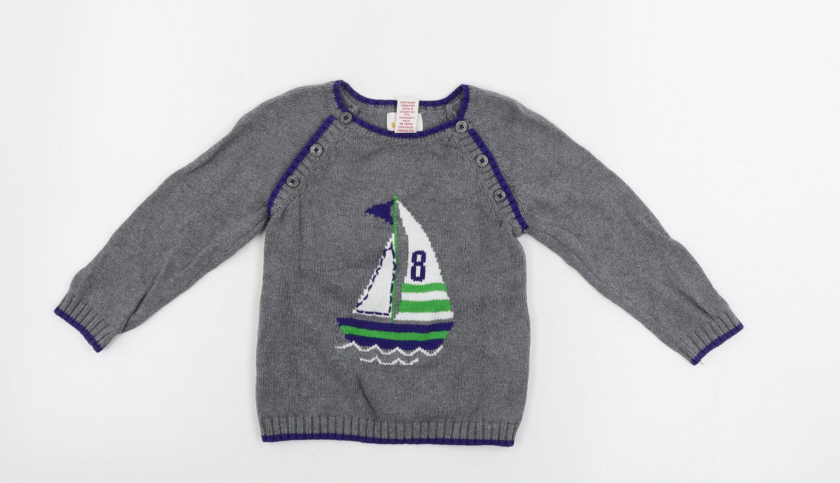 Additional front view of Sami & Jo boys’ grey jumper, size 2, years