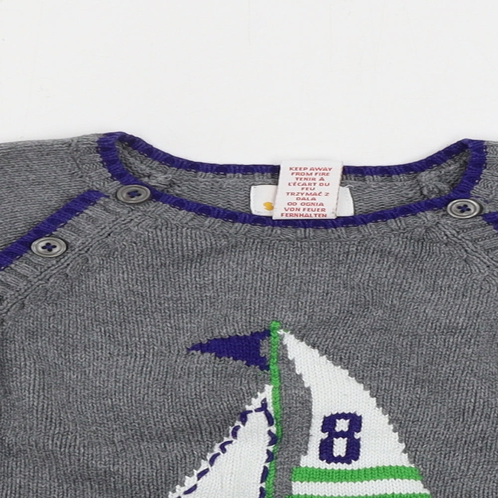 Close-up detail of Sami & Jo boys’ grey jumper, size 2, years