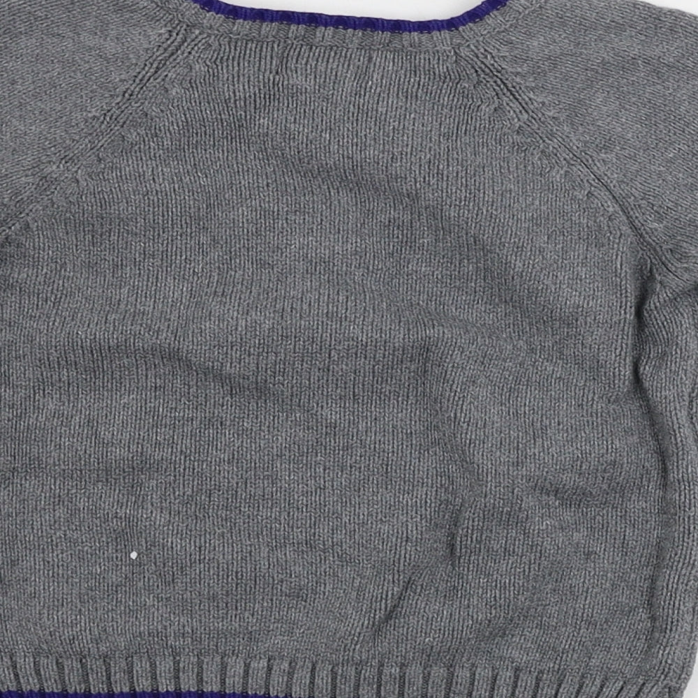 Brand and care label for Sami & Jo boys’ grey jumper, size 2, years