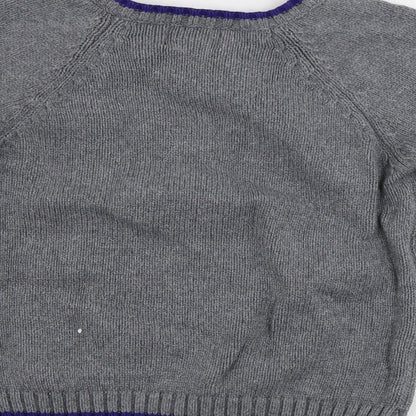 Brand and care label for Sami & Jo boys’ grey jumper, size 2, years