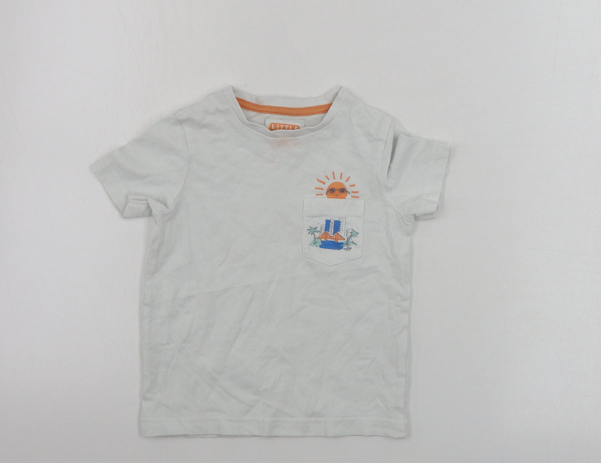 Additional front view of Tu boys’ white basic t-shirt, size 2, years