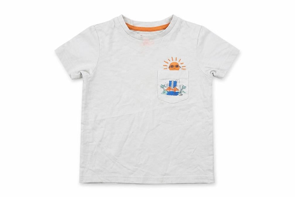 Front view of Tu boys’ white basic t-shirt, size 2, years