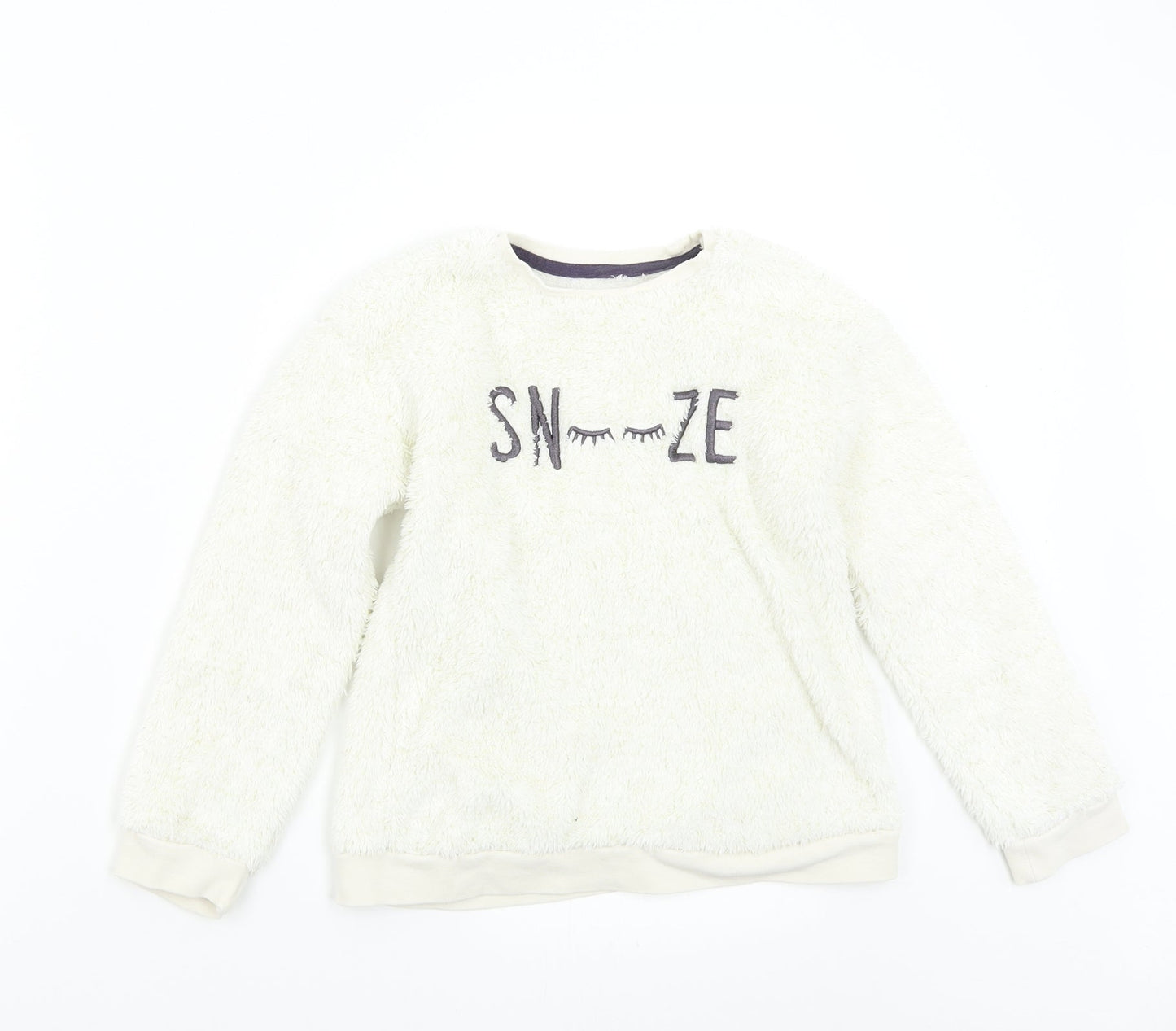 George Girls White Solid Fleece  Pyjama Top Size 8-9 Years
