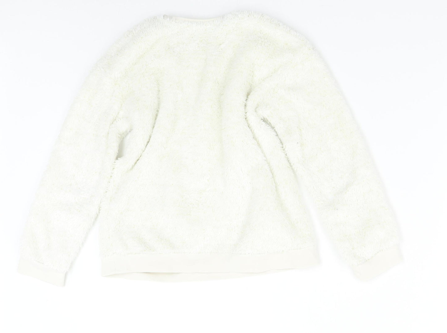 George Girls White Solid Fleece  Pyjama Top Size 8-9 Years