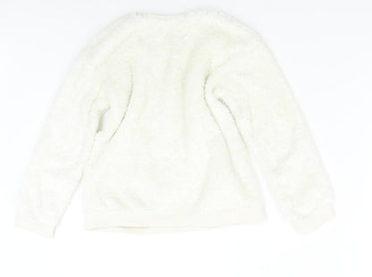 George Girls White Solid Fleece  Pyjama Top Size 8-9 Years