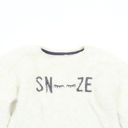George Girls White Solid Fleece  Pyjama Top Size 8-9 Years