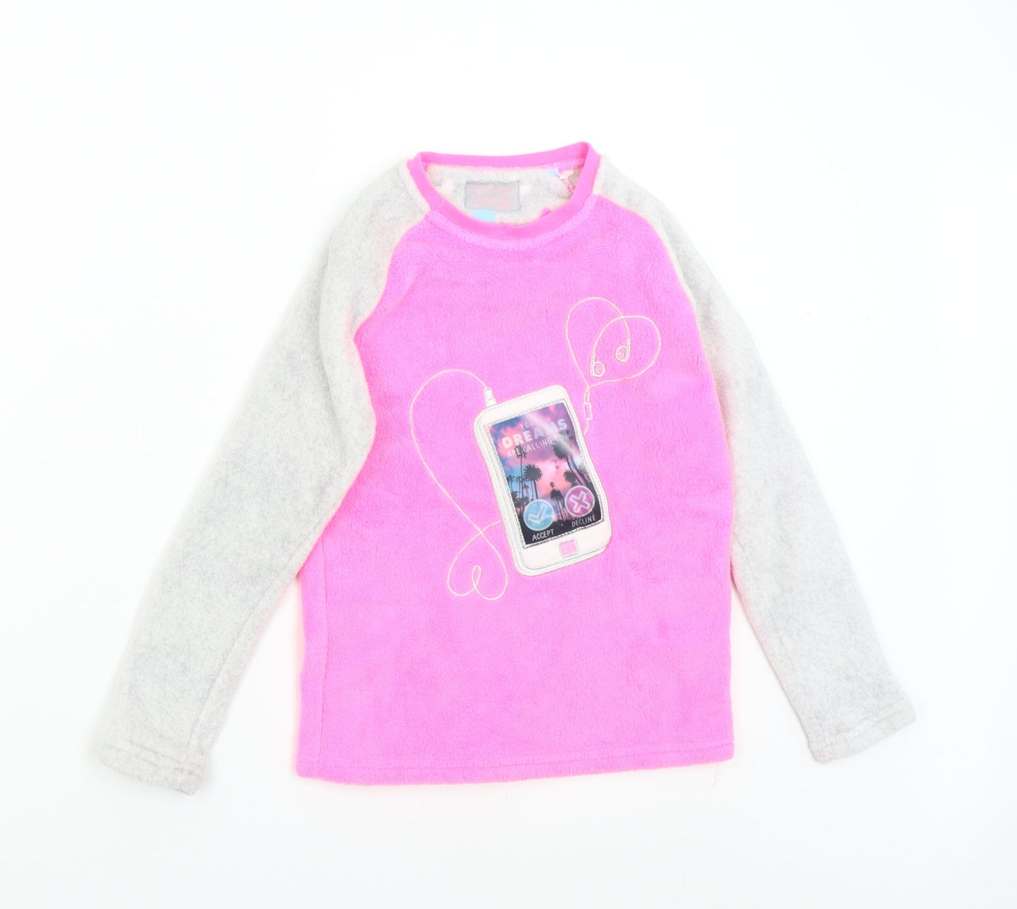 Primark Girls Pink Solid Fleece Top Pyjama Top Size 8-9 Years
