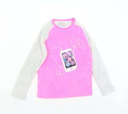 Primark Girls Pink Solid Fleece Top Pyjama Top Size 8-9 Years