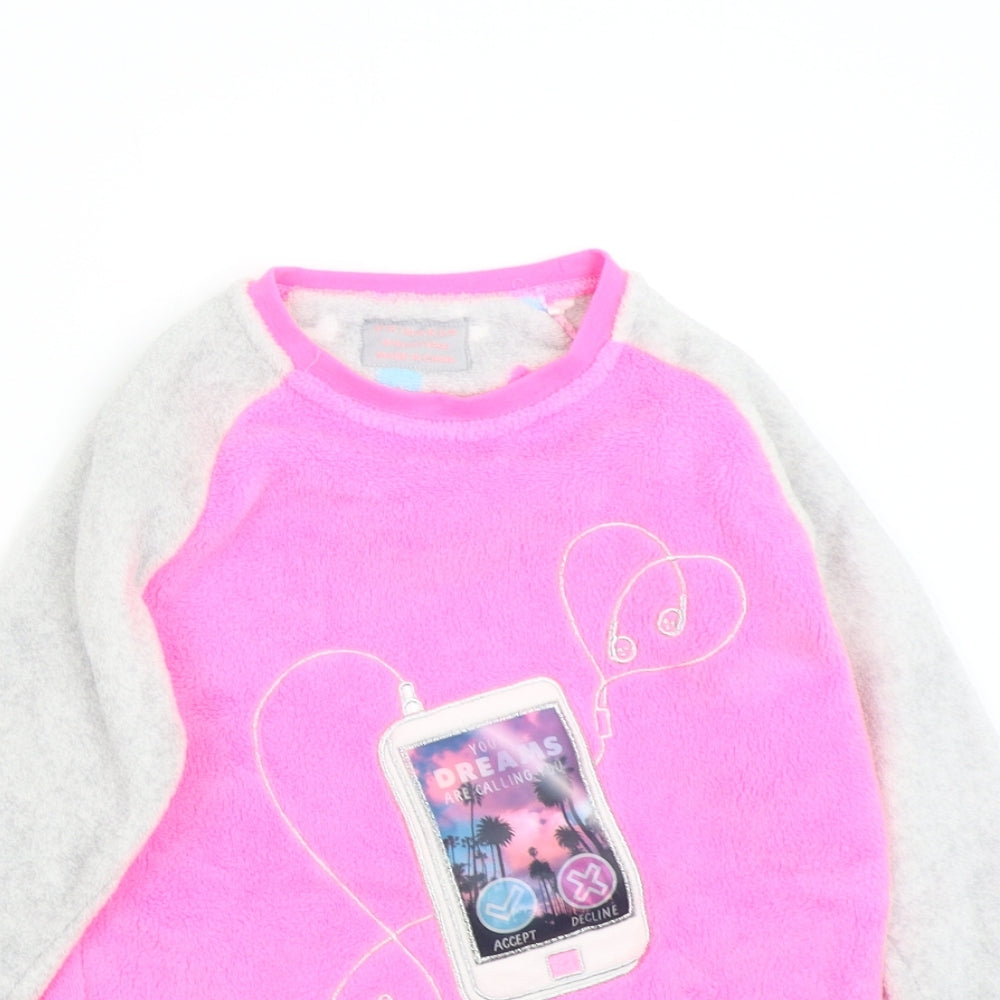 Primark Girls Pink Solid Fleece Top Pyjama Top Size 8-9 Years