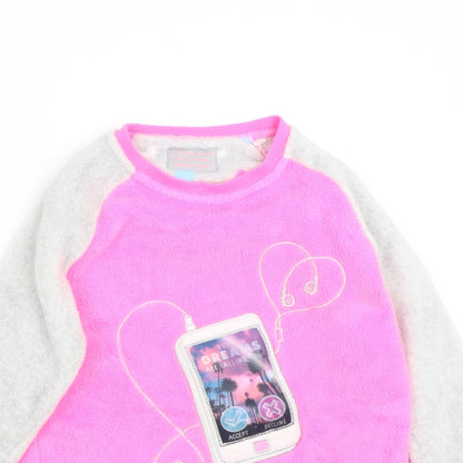 Primark Girls Pink Solid Fleece Top Pyjama Top Size 8-9 Years