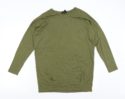 Additional front view of Topshop women’s green pullover sweatshirt, size UK 8