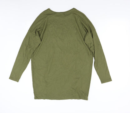 Back view of Topshop women’s green pullover sweatshirt, size UK 8