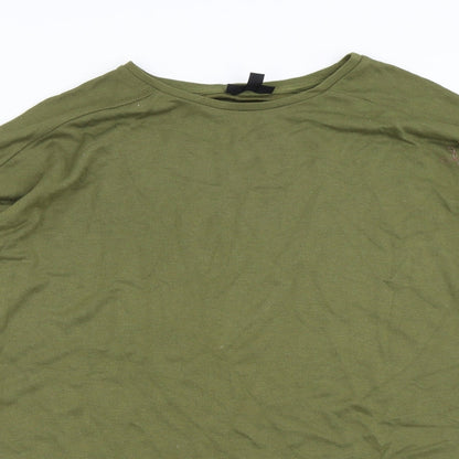 Close-up detail of Topshop women’s green pullover sweatshirt, size UK 8
