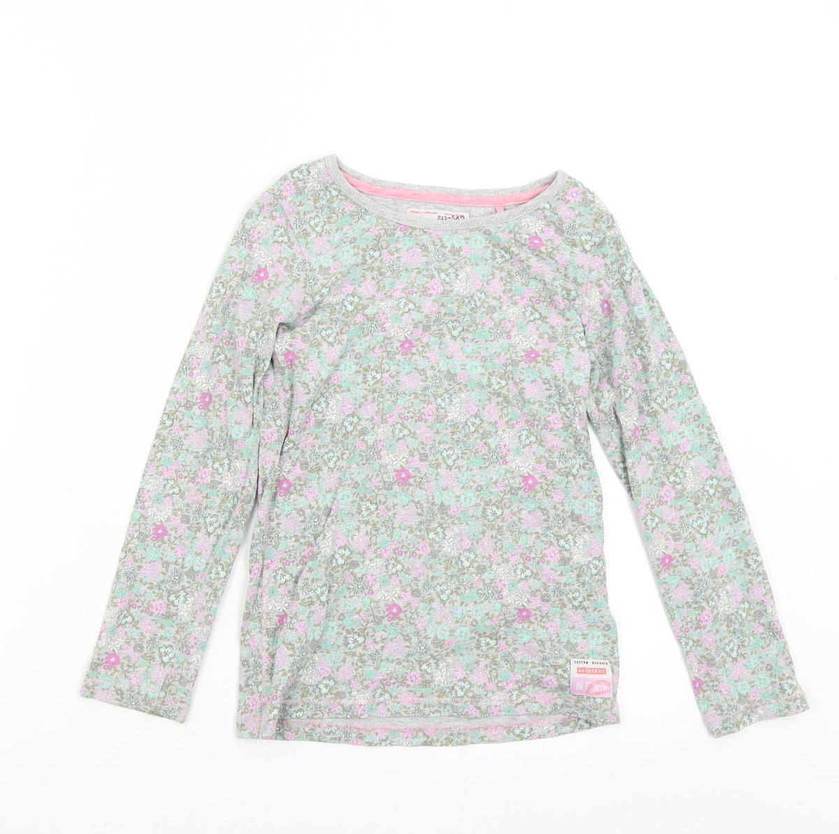 Front view of Next girls’ multicoloured floral basic t-shirt, size 8, years