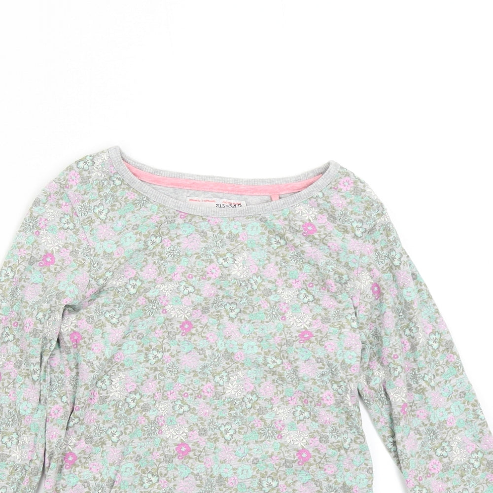 Close-up detail of Next girls’ multicoloured floral basic t-shirt, size 8, years