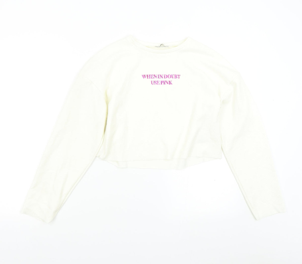 Additional front view of Zara women’s ivory pullover sweatshirt, size S