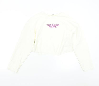 Additional front view of Zara women’s ivory pullover sweatshirt, size S