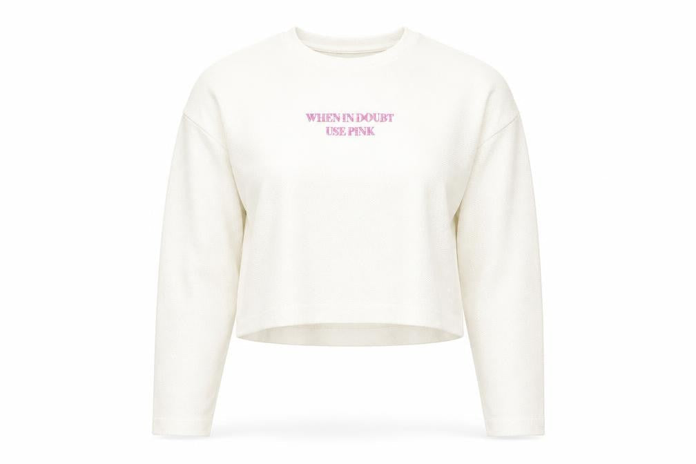 Front view of Zara women’s ivory pullover sweatshirt, size S