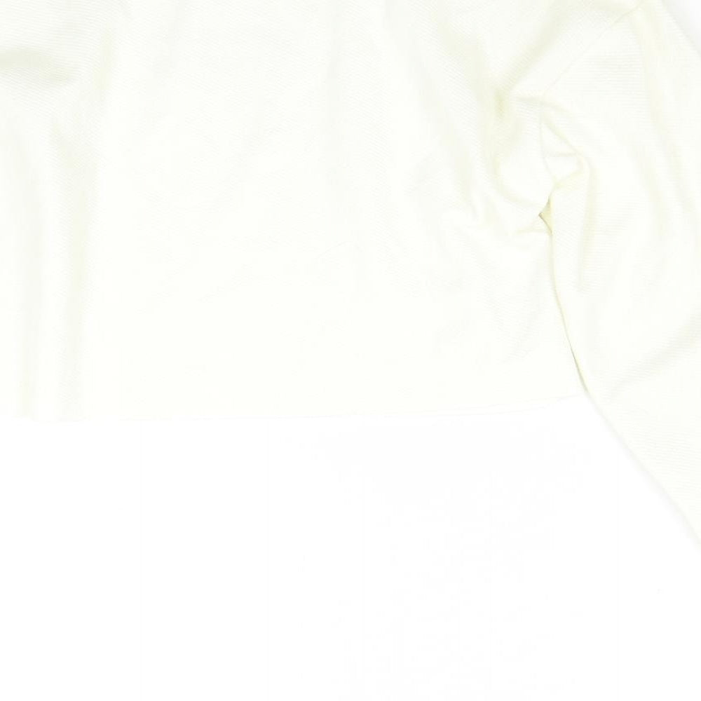 Brand and care label for Zara women’s ivory pullover sweatshirt, size S