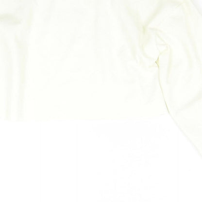 Brand and care label for Zara women’s ivory pullover sweatshirt, size S