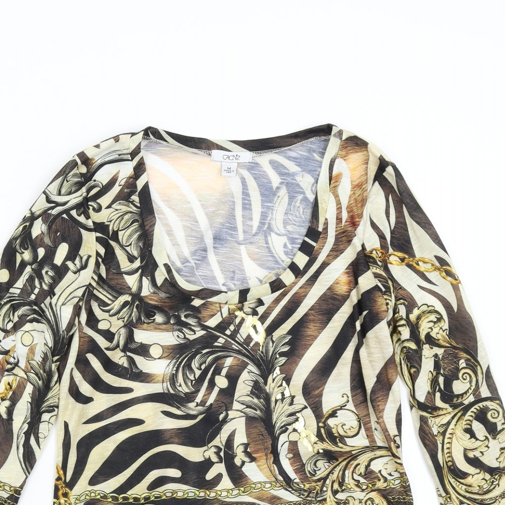 Cadre Womens Multicoloured Geometric  Basic Blouse Size M
