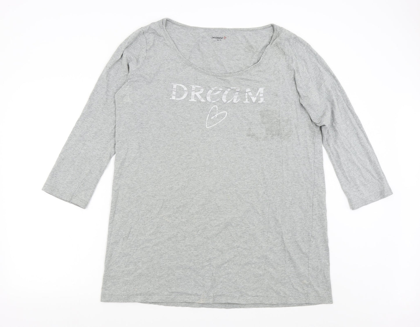 Intimuse Womens Grey Solid  Top Nightshirt Size XL