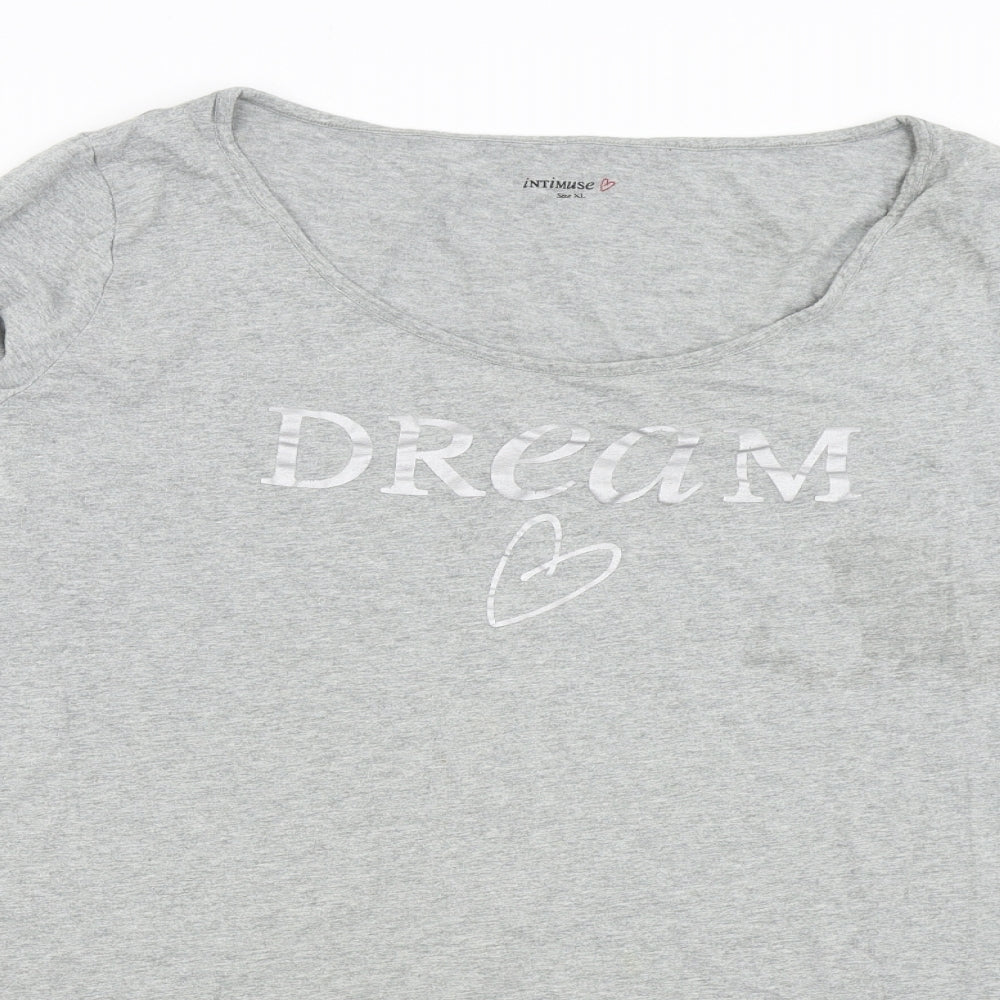 Intimuse Womens Grey Solid  Top Nightshirt Size XL