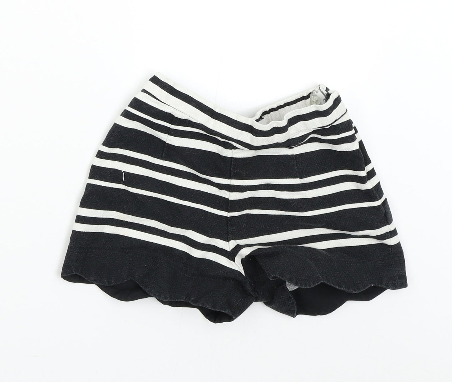 M&S Girls Black Striped  Hot Pants Shorts Size 5-6 Years