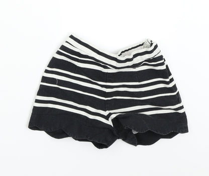 M&S Girls Black Striped  Hot Pants Shorts Size 5-6 Years